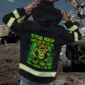 Attitude Problem Skull Sweat à capuche haute visibilité Nom personnalisé Vêtements de travail de sécurité réfléchissants haute visibilité pour les travailleurs Hoodies - Product Image 5