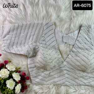 Vêtements traditionnels indiens Chemisier lourd en fausse georgette pour mariage Saree et Lehenga Choli Chemisier prêt à porter pour femme - Product Image 3