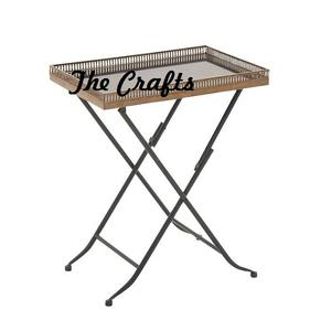 Plateau de service décoratif pour hôtel avec support, qualité exclusive, fer et verre, plateau de petit-déjeuner et support à prix avantageux - Product Image 6