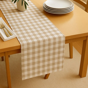 Haute qualité Top vente Design Unique 100% coton à carreaux Design chemin de Table dîner événement fantaisie fête de mariage décoration de la maison - Product Image 5