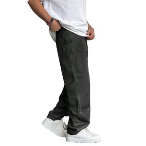 Pantalon Baggy en Jean Vintage Noir à Jambes Larges pour Hommes Pantalon à Lame Courbée Streetwear Cowboy Pantalon Droit en Denim Décontracté - Product Image 1