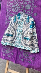 White suzani Embroidered Jacket Boho Floral Art Coat Floral Suzani Jacket <b>Unique</b> <b>Gift</b> <b>For</b> <b>Her</b> - Product Image 5