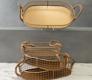 Luxury Gold Oval Storage <b>Baskets</b> Set of 4 Elegant Metal Iron for Sustainable Organization Vegetables <b>Toys</b> Sustainable Features - Product Image 2