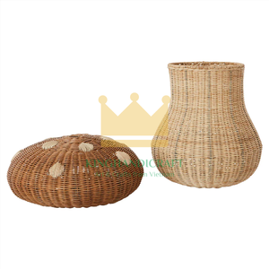 Home <b>Decor</b> Basket Made in Vietnam <b>Mushroom</b> Shaped Rattan Basket Nordic Kids Room <b>Decor</b>, Storage Rattan Basket - Product Image 3