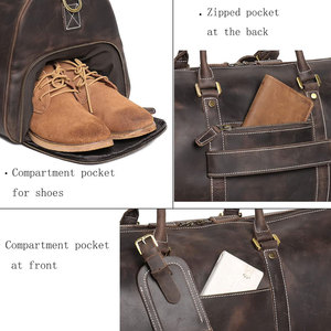 2025 Available Genuine Leather Waterproof Travel Training Bag Custom Logo Vintage Style Durable Lightweight <b>Adjustable</b> <b>Strap</b> - Product Image 5