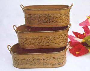 Décoration d'intérieur et de jardin d'hôtel, pot de fleurs décoratif de grande taille martelé de qualité supérieure - Product Image 5