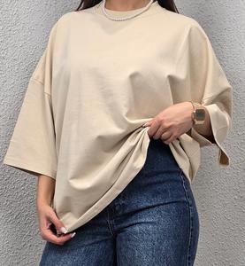 T-shirt uni respirant à col rond en molleton 100 % coton pour homme, coupe oversize, couleur personnalisable, motif uni, service OEM et ODM - Product Image 4