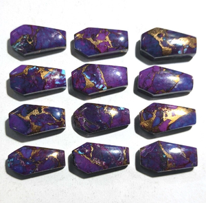 Cabochon lisse en forme de cercueil Turquoise en cuivre violet naturel pour la fabrication de bijoux Collier de pierres précieuses Bague Bracelet de pierre de naissance de mars - Product Image 1