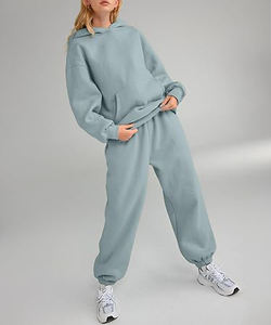 Custom OEM Solid Blank Puff Print Drawing Elastic <b>Women's</b> Streetwear for Sweatpants Oversized <b>Women</b> Hoodie and Joggers Set - Product Image 2