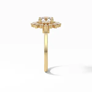 Anillos de moissanita chapados en oro de 14 quilates de alta calidad Estilo de moda hip hop Proveedor indio Precio al por mayor - Product Image 2