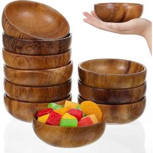 Cuenco redondo de madera hecho a mano clásico, cuenco grande de madera de acacia para servir para frutas, característica de cocina pulida, uso de boda - Product Image 3