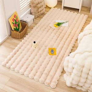 Tapis moderne en velours bulle moelleux, couleur personnalisée, imitation fourrure de lapin, tapis tufté pour accent mural, chevet ou décoration de sol - Product Image 3