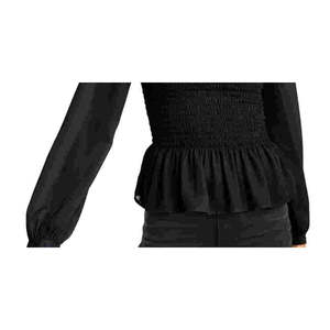 Camicetta da Donna Leyden Chic Vintage con Peplum Arricciato, Nera, Taglia XL, Colletto Alto, Dettaglio con Volant, Fantasia a Pois, in Viscosa Chiffon - Product Image 3