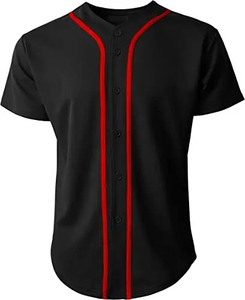Camiseta de béisbol para hombre, cuello en V, manga corta, botón, camisa deportiva, absorbe la humedad, tela de poliéster 100%, diseño personalizado, antibacteriano - Product Image 2