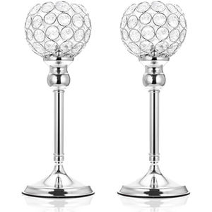 Bougeoir votif en cristal de décoration intérieure en forme cylindrique argentée, parfait pour Noël et l'affichage de table de fête - Product Image 4