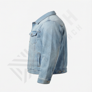 Denim Jacket For <b>Men</b> Slim Fit Ripped <b>Biker</b> Style Vintage Blue Custom Long Sleeve Classic <b>Jeans</b> Outerwear <b>Jean</b> Jacket <b>Men</b> - Product Image 3