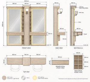 Station de salon portable moderne en verre avec miroir éclairé, étagères de rangement et design réglable pour usage commercial - Product Image 2