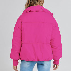 Chaqueta acolchada transpirable impermeable para primavera e Invierno para mujer, abrigo delgado de colores sólidos con relleno de algodón, técnicas teñidas lisas - Product Image 2