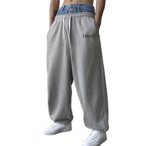 Pantalones Deportivos Holgados de Estilo Hip Hop Personalizados, Pantalones Vaqueros con Botones, Cintura Elástica, Pantalones Holgados Casuales, Pantalones Deportivos de Doble Cintura para Hombre - Product Image 1