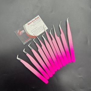 Pince à épiler d'extension de cils personnalisée en rose Ombre pince à cils professionnelle en acier inoxydable à forte tenue marque privée pointue - Product Image 1