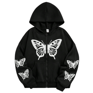 Sudadera con Capucha de Primera Calidad para Hombre, Estilo Casual Otoñal, Estampado de Mariposas Bordado, Transpirable, de Algodón, Manga Larga - Product Image 6