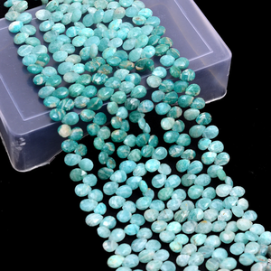 Amazonite naturelle 7x5mm pierres précieuses poire Briolette perles à facettes Amazonite semi-précieuse pierres précieuses Briolette perles en vrac pour bijoux - Product Image 2