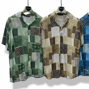 Modern <b>Floral</b> <b>Mens</b> Short Sleeve <b>Shirt</b> V-neck Relaxed Fit Lightweight Satin Fabric Stylish Summer Casual Wear Holiday Outfit - Product Image 1