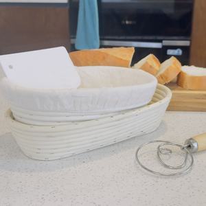 Panier à pain en rotin ovale de 9/10 pouces, lame à pain, grattoir à pâte, paniers de fermentation pour le pain, ensemble complet en gros - Product Image 3