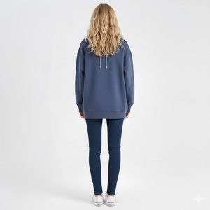 Sweat à capuche uni en coton personnalisé avec poche kangourou avant et grande capuche pour femmes - Product Image 3