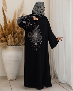 Dubai Best Seller Elegant Timeless Long Sleeve Anti-Wrinkle Abaya Handmade <b>Crystal</b> Silk for Adults Premium Fabric Prayer - Product Image 3