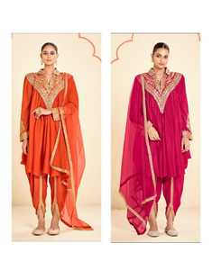 Elegante Fusion Dhoti Style Western Chic Chinon Drapeado Salwar Traje Tradicional Indio Étnico Vibe Ensemble Flair para Fiesta India - Product Image 1