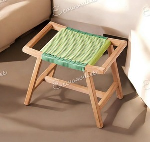 Patrimonio y estética moderna, taburete otomano de madera de bambú ecológico, taburete de reposapiés de madera de mimbre, consola con incrustaciones de hueso Otomano - Product Image 6