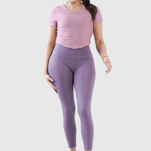 Pantalon de yoga d'entraînement sportif taille haute personnalisé leggings pour femmes leggings doux de fitness gym vente en gros - Product Image 5