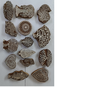 Custom Made Hand Carved <b>Wooden</b> Textile Printing <b>Blocks</b> in Size 10 cm and 15 cm Suitable for Textile Printing and Crafts - Product Image 1