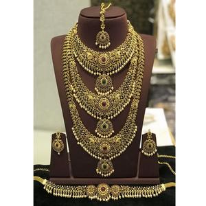 สร้อยคอคอมโบสามชั้นสุดหรูชุดต่างหูแบบห้อยยาวสำหรับงานหมั้นงานแต่งงานงานปาร์ตี้งานสังสรรค์ - Product Image 1