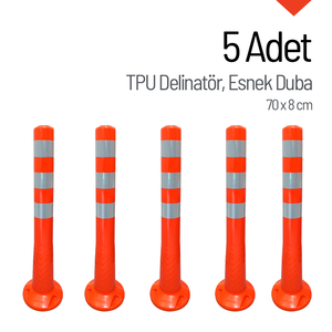 Juego de 5 Delimitadores de Tráfico, 70x8 cm, TPU Flexible, Tipo Boya - Product Image 1