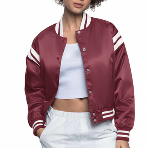 Chaqueta universitaria con relleno de algodón a prueba de viento fina de béisbol con letras bordadas para mujer, fabricación al por mayor, temporada de otoño - Product Image 1