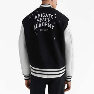 แจ็กเก็ตเบสบอลทีมตัวแทนแบบพื้นฐานคอตั้งสำหรับผู้ชายเสื้อนอกผ้าใบปักลายหนังแบบเย็บปะติดสำหรับฤดูหนาว - Product Image 3