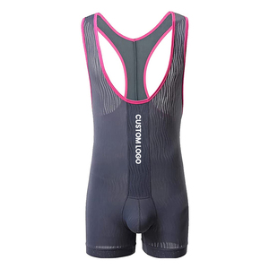 Prix compétitif Bon vendeur Service OEM Dernier style en gris et rose Couleur Contraste Lutte Singlets - Product Image 1