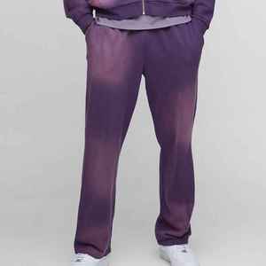 Survêtement délavé à l'acide avec logo personnalisé pour la saison hivernale Matériau souple lisse teint en couleur unie Matériau d'emballage personnalisé Survêtement pour hommes - Product Image 2