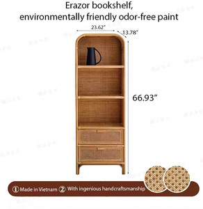 Librería de mimbre hecha a mano muebles de mimbre de Interior para la decoración de la sala de estar hecha en Vietnam - Product Image 4