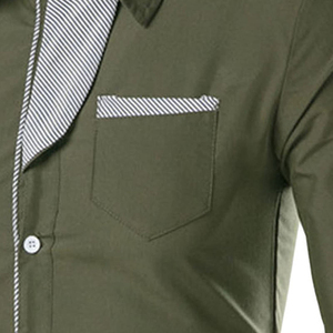 เสื้อเชิ้ตแขนยาวมีกระดุมสำหรับผู้ชาย, เสื้อลำลองทรงสลิมฟิตคอปกลายสก็อตระบายอากาศได้ดีในฤดูใบไม้ร่วง - Product Image 5