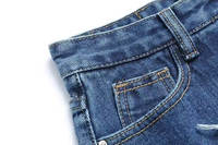Shorts de Mezclilla Azul Hechos en Pakistán de Alta Calidad Personalizados para Mujer, Estilo Vintage Lavado Medio, Cierre de Cremallera Trasero con Botón, 2 Bolsillos, Estilo Boyfriend Sexy