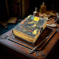 Imprimé corbeau sorts esthétique cuir Journal gothique sorcellerie Grimoire et fait à la main Vintage couverture rigide horreur sorcière sort livre