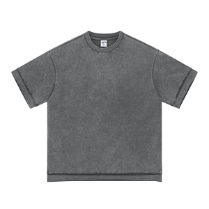 T-shirt en coton surdimensionné pour hommes, logo personnalisé lourd, impression numérique, blanc uni, unisexe, vierge pour jeunes - Product Image 1