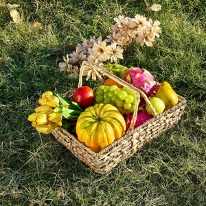 La mejor opción para la cesta de frutas de la cosecha del jacinto de agua del granjero con cesta de almacenamiento de picnic tejida con asa de Vietnam B2B - Product Image 6