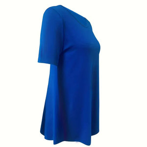 Camisetas de manga corta para mujer de alta calidad, venta al por mayor, moda de verano, ropa de cuello redondo, técnica teñida lisa - Product Image 3