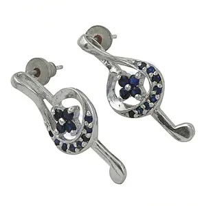Pendientes de Botón de Flor con Turquesa, Diamantes y Circonitas en Oro de 14K, Diseño Geométrico Moderno con Zafiro para Compromiso de Mujer, Plata 925 - Product Image 3