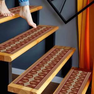 Tapis d'escalier imprimé, motif Kilim, aztèque, ethnique, moderne, doux, personnalisé, tapis à marches - Product Image 1