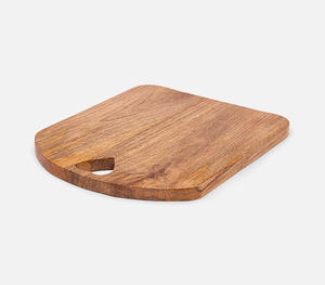 Planche à découper en bois naturel foncé avec poignée incurvée unique et design avec trou, bloc de boucher durable pour la préparation de la viande et des légumes - Product Image 2